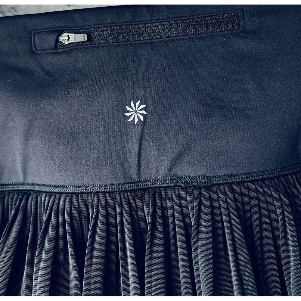 Athleta A Game Built In Pleated Mesh Skort Womens LG Black 13.5" Tennis Workout - Picture 5 of 8